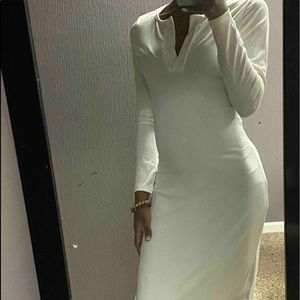 Never worn Long Round Neck Regular Sleeve White Plain Dresses